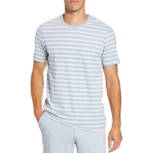 Daniel Buchler Mens Stripe Stretch Cotton & Modal Crewneck Lounge Tee Small Blue